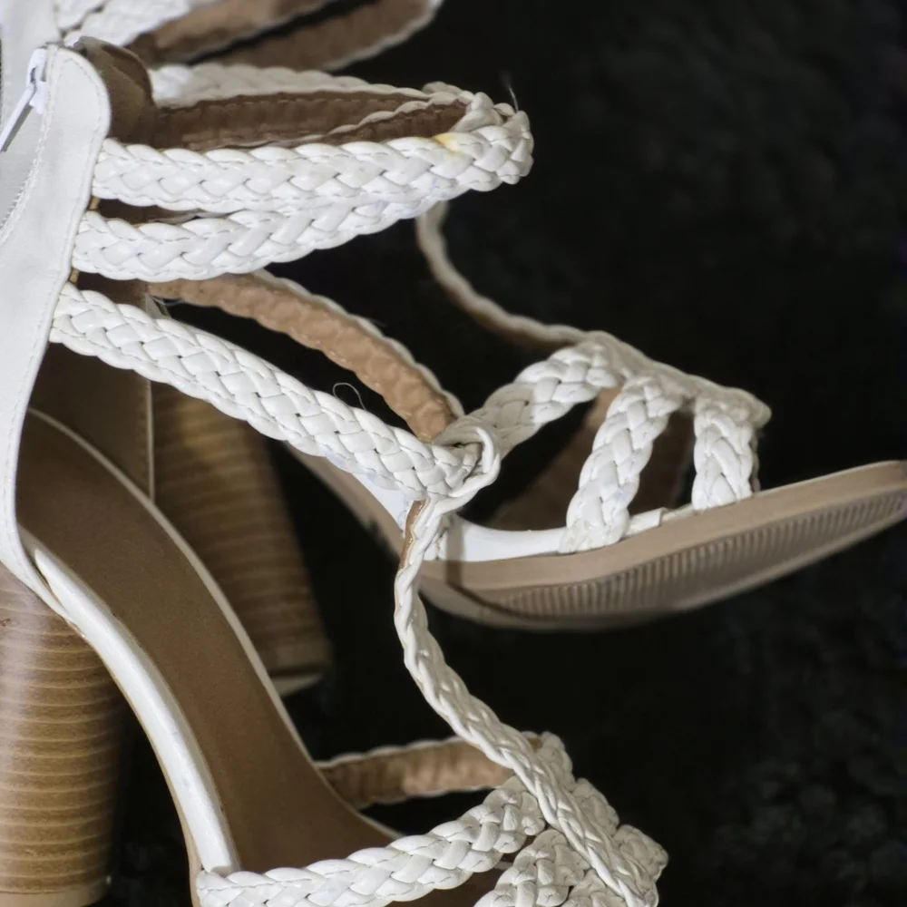 Charlotte Russe White Braided Heeled Sandals